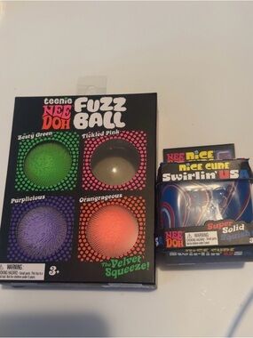 SUPER RARE USA needoh ice cube swirl AND Teenie needoh Fuzz Ball Pack Bundle